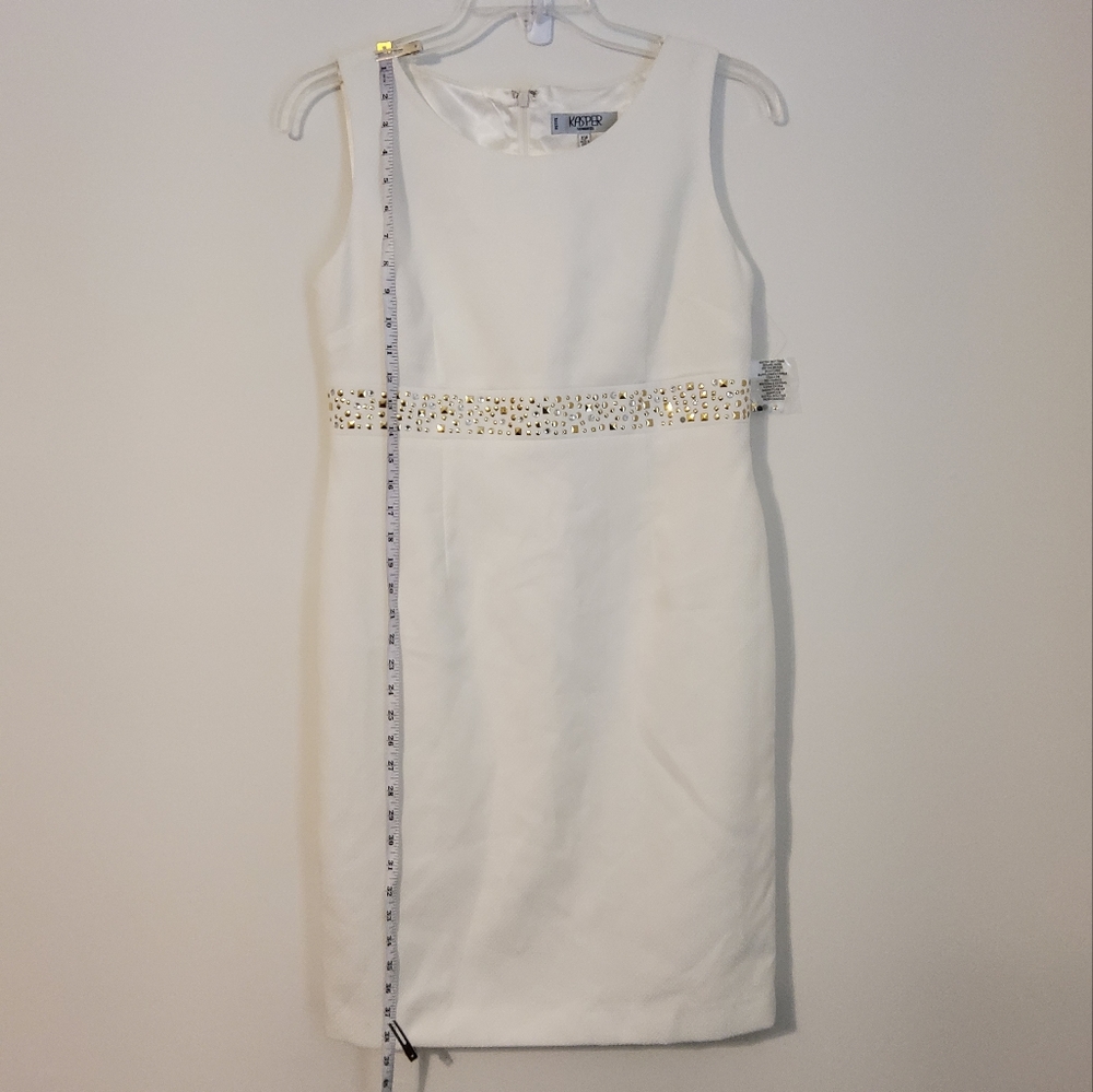 NWOT! Kasper White Sleeveless Sheath Dress Round Neckline Size 10P - Picture 3 of 8